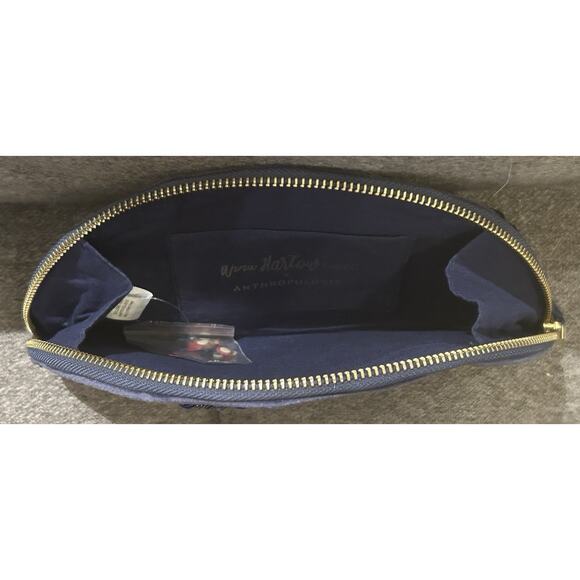 Anna Harlow Russo x Anthropologie Blue Velvet Sequined Monogram Z Crescent Pouch - Picture 3 of 4